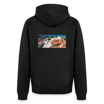 Kirche des Hl. Donatus Zadar, Kroatien - Unisex Premium Bio Zip Hoodie - Schwarz - Hinten - Nico (187cm)