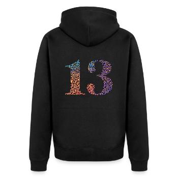 13e anniversaire léopard - Veste à capuche bio Premium Unisexe - noir - Dos - Nico (187cm)