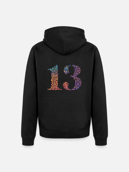 13th Birthday Leopard - Unisex Premium Organic Zip Hoodie - black