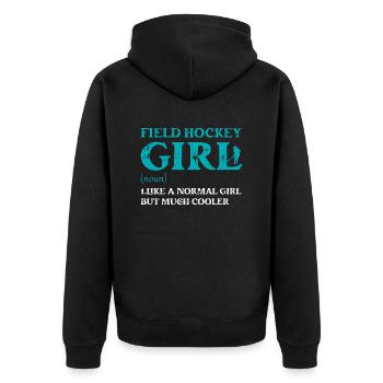 Fille De Hockey Sur Gazon Comme Une Fille Normale Mais Beaucoup Cool - Veste à capuche bio Premium Unisexe - noir - Dos - Nico (187cm)