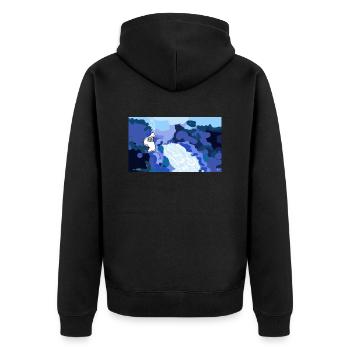 Im Frieden sein - Unisex Premium Bio Zip Hoodie - Schwarz - Hinten - Nico (187cm)