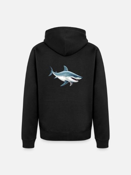 Great White Shark Motif - Unisex Premium Organic Zip Hoodie - black