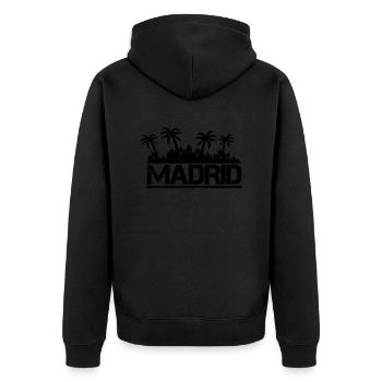 madrid - Unisex Premium Bio Zip Hoodie - Schwarz - Hinten - Nico (187cm)