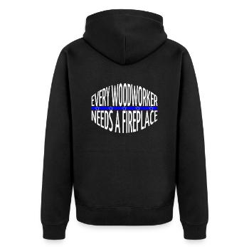 joke quote wood cabinetmaker hearbeat - Unisex Premium Bio Zip Hoodie - Schwarz - Hinten - Nico (187cm)