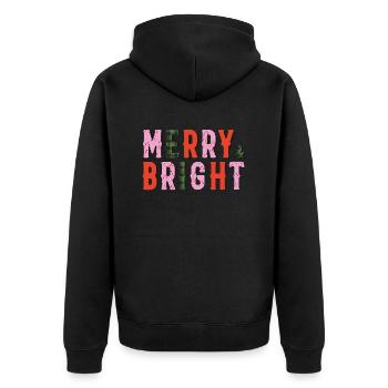 Merry and Bright - Weihnachten - Unisex Premium Bio Zip Hoodie - Schwarz - Hinten - Nico (187cm)