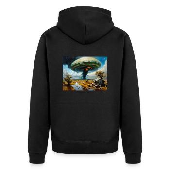 Zorn der Natur #1 - Unisex Premium Bio Zip Hoodie - Schwarz - Hinten - Nico (187cm)
