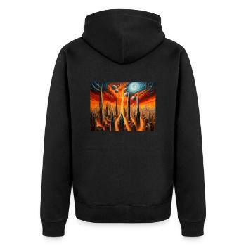 Zorn der Natur #9 - Unisex Premium Bio Zip Hoodie - Schwarz - Hinten - Nico (187cm)