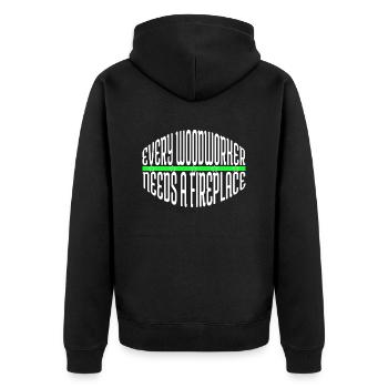chop wood apprentice tree woodcutter cool present - Unisex Premium Bio Zip Hoodie - Schwarz - Hinten - Nico (187cm)