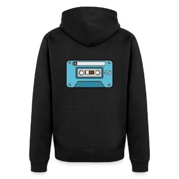 60er Musikkassette - Unisex Premium Bio Zip Hoodie - Schwarz - Hinten - Nico (187cm)