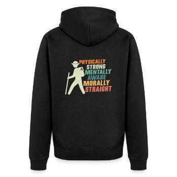 Force scoute : physique, mentale, morale - Veste à capuche bio Premium Unisexe - noir - Dos - Nico (187cm)