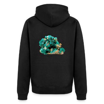 Dioptas Mineral Copper Emerald Silicate Crystal - Unisex Premium Organic Zip Hoodie - black - Back - Nico (187cm)