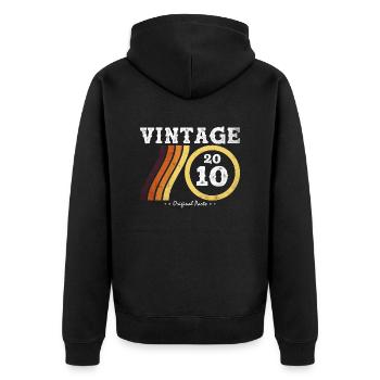 Jahrgang 2010 - Classic Limited Edition Retro 14 - Unisex Premium Bio Zip Hoodie - Schwarz - Hinten - Nico (187cm)