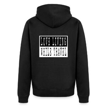 camping funny calligraphic hiking eat sleep travel - Unisex Premium Bio Zip Hoodie - Schwarz - Hinten - Nico (187cm)