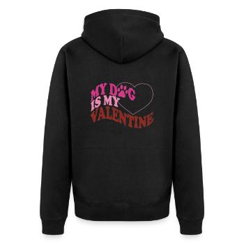 My dog is my Valentine - Unisex Premium Bio Zip Hoodie - Schwarz - Hinten - Nico (187cm)