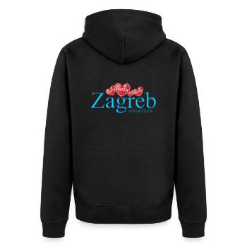 Zagreb Kroatien hrvatska hrv hr travel tourist chef - Unisex Premium Bio Zip Hoodie - Schwarz - Hinten - Nico (187cm)