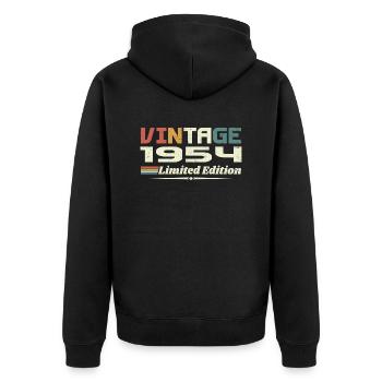 Jahrgang 1954 Geschenk 1954 Geburtstag 1954 Retro - Unisex Premium Bio Zip Hoodie - Schwarz - Hinten - Nico (187cm)