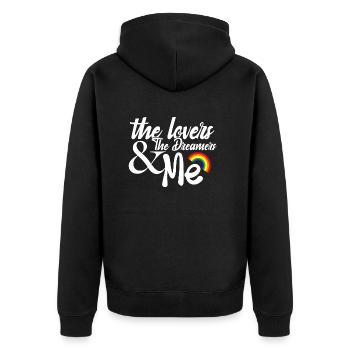Rainbow Connection - Unisex Premium Organic Zip Hoodie - black - Back - Nico (187cm)