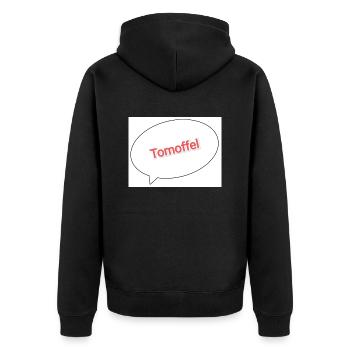 Tomoffel Tomate Kartoffel Pflanze - Unisex Premium Bio Zip Hoodie - Schwarz - Hinten - Nico (187cm)