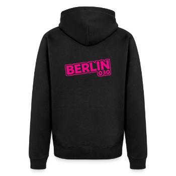 Berlin - 030 - Capitale - Allemagne - Indicatif régional - Veste à capuche bio Premium Unisexe - noir - Dos - Nico (187cm)