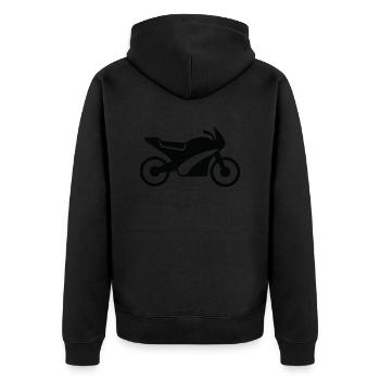 Motorrad - Unisex Premium Bio Zip Hoodie - Schwarz - Hinten - Nico (187cm)