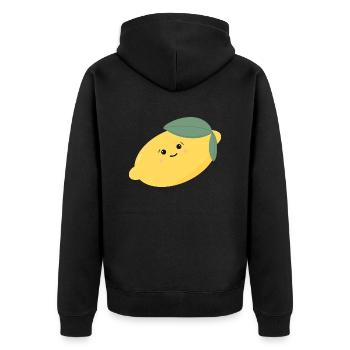 Süße Zitrone Kawaii - Unisex Premium Bio Zip Hoodie - Schwarz - Hinten - Nico (187cm)
