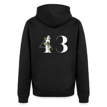 Nummer 43 Blumengrün - 43. Blumengeburtstag - Unisex Premium Bio Zip Hoodie - Schwarz - Hinten - Nico (187cm)