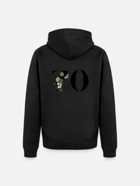 Numéro 70 floral vert - 70e anniversaire floral - Premium økologisk unisex-hættejakke - sort