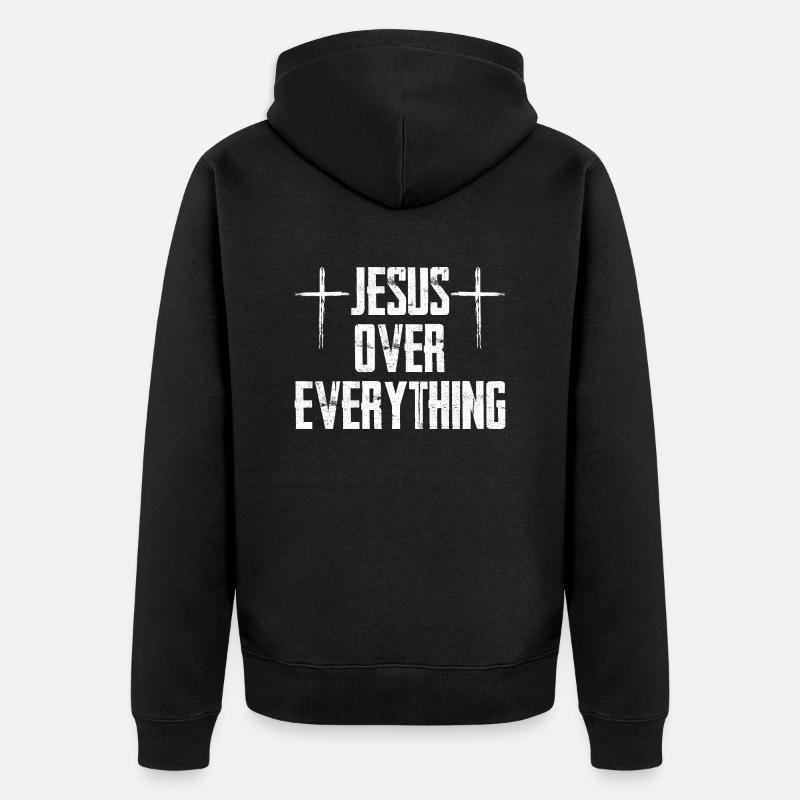 Jesus Over Everything - Unisex Premium Bio Zip Hoodie - Schwarz