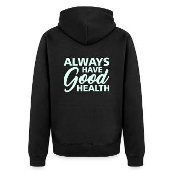 Good Health - Unisex Premium Bio Zip Hoodie - Schwarz - Hinten - Nico (187cm)