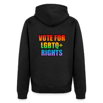 Wählt für die Rechte von Homosexuellen - Unisex Premium Bio Zip Hoodie - Schwarz - Hinten - Nico (187cm)