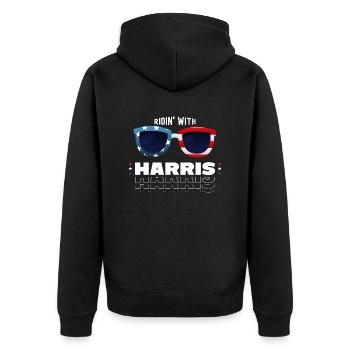 Rouler avec Harris 2024 - Veste à capuche bio Premium Unisexe - noir - Dos - Nico (187cm)