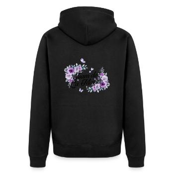 Lila Blumen Braut Team - Unisex Premium Bio Zip Hoodie - Schwarz - Hinten - Nico (187cm)