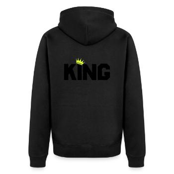 king - Unisex Premium Bio Zip Hoodie - Schwarz - Hinten - Nico (187cm)