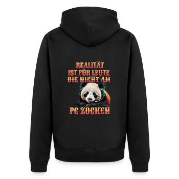 Niedlicher Panda Gaming Zocker Computer PC - Unisex Premium Bio Zip Hoodie - Schwarz - Hinten - Nico (187cm)