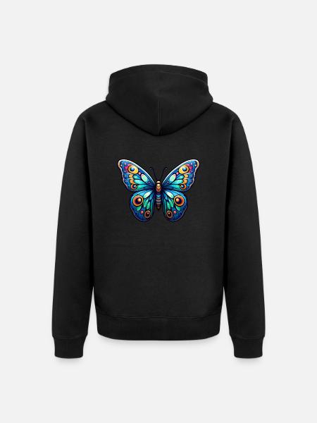 Bunter Schmetterling -Liberty - Unisex Premium Bio Zip Hoodie - Schwarz