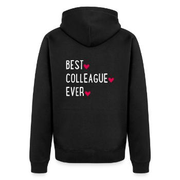Bester Kollege - Unisex Premium Bio Zip Hoodie - Schwarz - Hinten - Nico (187cm)