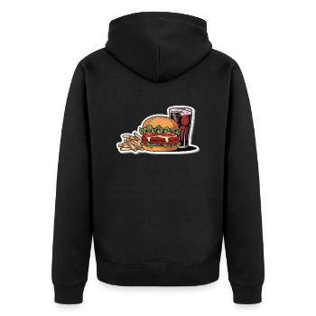HAMBURGER FAST FOOD SNACK BUN BURGER - Unisex Premium Bio Zip Hoodie - Schwarz - Hinten - Nico (187cm)