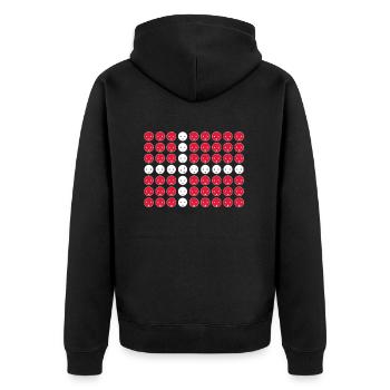 Dansk Dannebrog Stikdåse 1.1 - Unisex Premium Bio Zip Hoodie - Schwarz - Hinten - Nico (187cm)