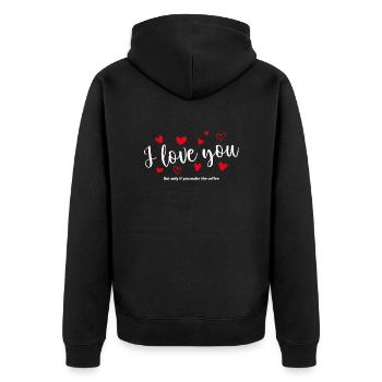 T'T Shirt / Ich liebe dich / Ich liebe dich / Ich liebe dich - Unisex Premium Bio Zip Hoodie - Schwarz - Hinten - Nico (187cm)