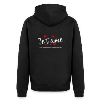 T'T Shirt / Ich liebe dich / Ich liebe dich / Ich liebe dich - Unisex Premium Bio Zip Hoodie - Schwarz - Hinten - Nico (187cm)
