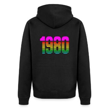 1980 - Unisex Premium Organic Zip Hoodie - black - Back - Nico (187cm)