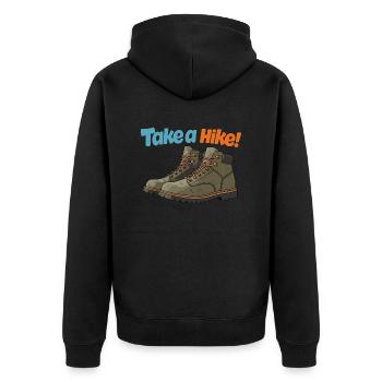 MACHEN SIE EINE WANDERUNG! - Unisex Premium Bio Zip Hoodie - Schwarz - Hinten - Nico (187cm)