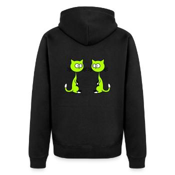 2 Neugierige Komische Katzen Gucken Sich Lustig An - Unisex Premium Bio Zip Hoodie - Schwarz - Hinten - Nico (187cm)