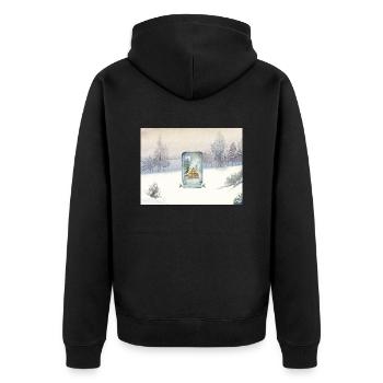Winterhüttenweihnacht Winter Cabin Christmas - Unisex Premium Bio Zip Hoodie - Schwarz - Hinten - Nico (187cm)