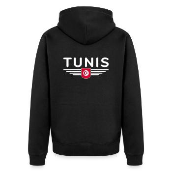 Tunis Design – For Capital City Lovers - Unisex Premium Organic Zip Hoodie - black - Back - Nico (187cm)