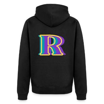 Multicolored letter r - Unisex Premium Organic Zip Hoodie - black - Back - Nico (187cm)