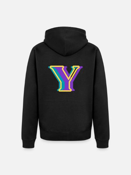 Mehrfarbiger Buchstabe y - Unisex Premium Bio Zip Hoodie - Schwarz