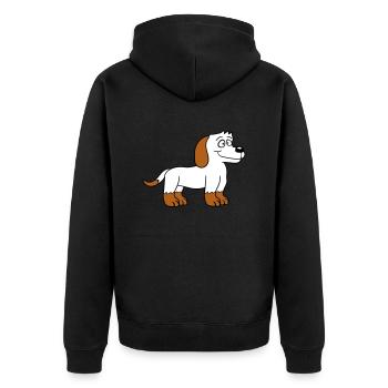Dog Stands Cute Little Happy Puppy Pet - Unisex Premium Organic Zip Hoodie - black - Back - Nico (187cm)
