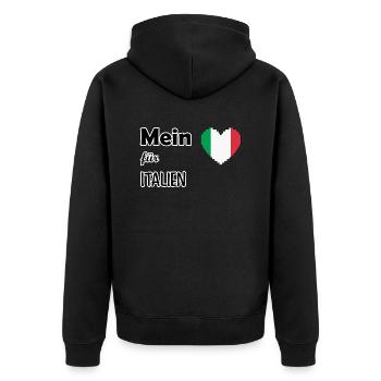 Mein Herz für Italien - Unisex Premium Bio Zip Hoodie - Schwarz - Hinten - Nico (187cm)