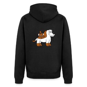 Hund Katze Zwei Freunde Team Kätzchen 2 Duo Crew - Unisex Premium Bio Zip Hoodie - Schwarz - Hinten - Nico (187cm)